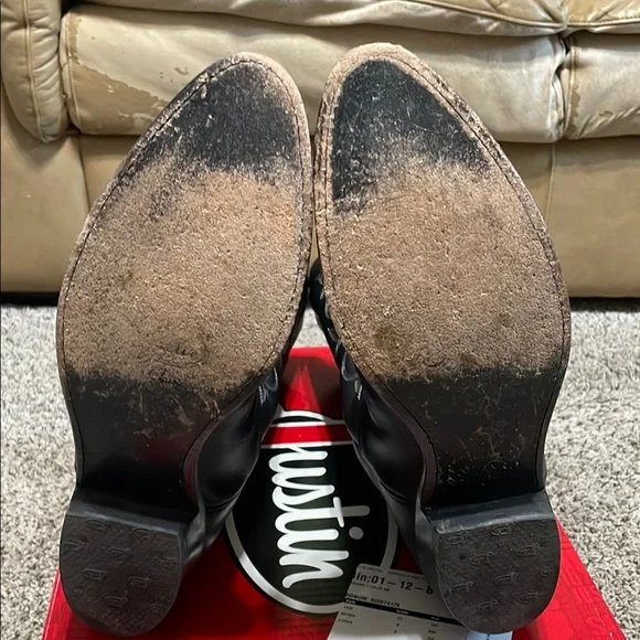 Justin Buck Black Cowhide Western Boots 12EE